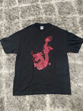 Alstyle Apparel & Activewear Vintage Red Dragon Graphic Print T-Shirt